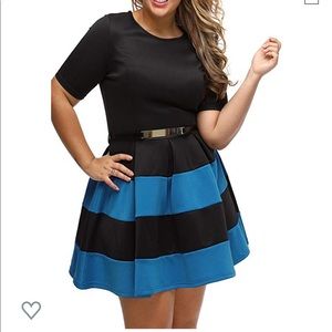 Stripe Party Skater Swing Dress Plus Size XXXL
